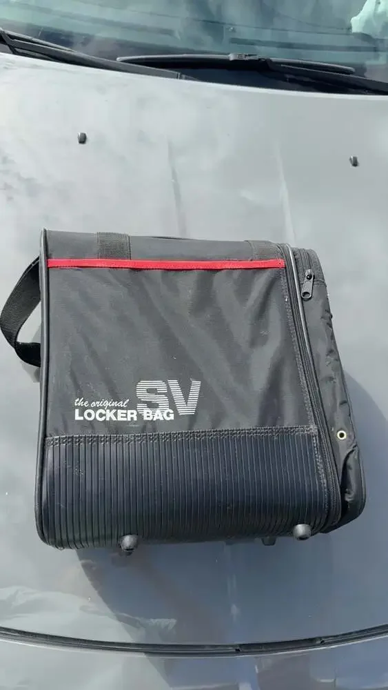 Vintage SV The Original Locker Bag Black & Red Travel Holdall Duffle Gym Bag